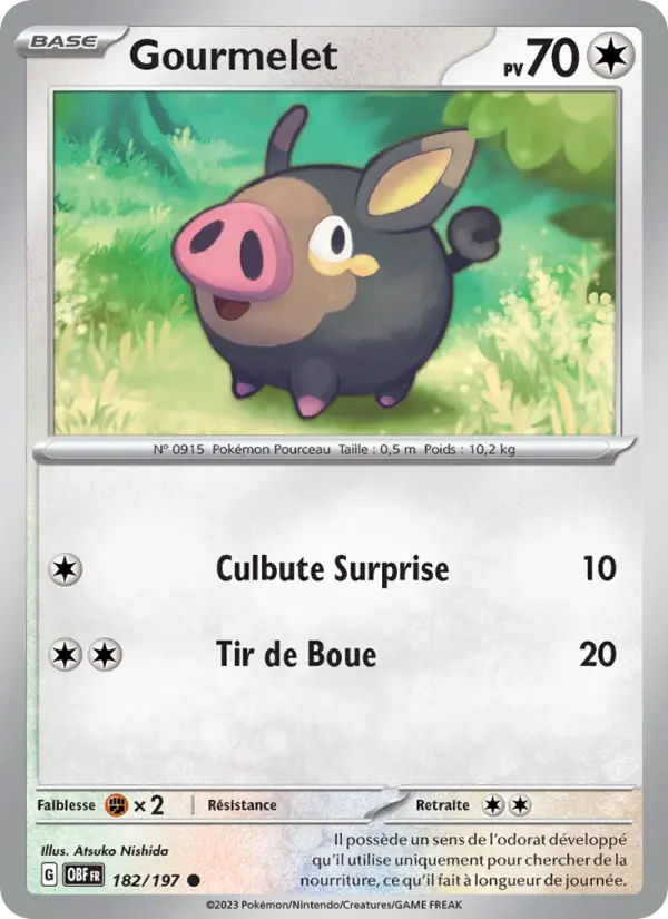 Scan HD carte Pokémon Gourmelet 182/197 — Flammes Obsidiennes