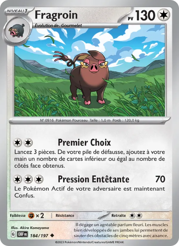 Scan HD carte Pokémon Fragroin 184/197 — Flammes Obsidiennes