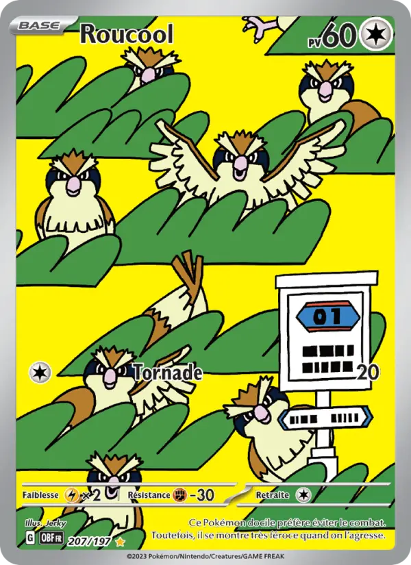 Scan HD carte Pokémon Roucool 207/197 — Flammes Obsidiennes