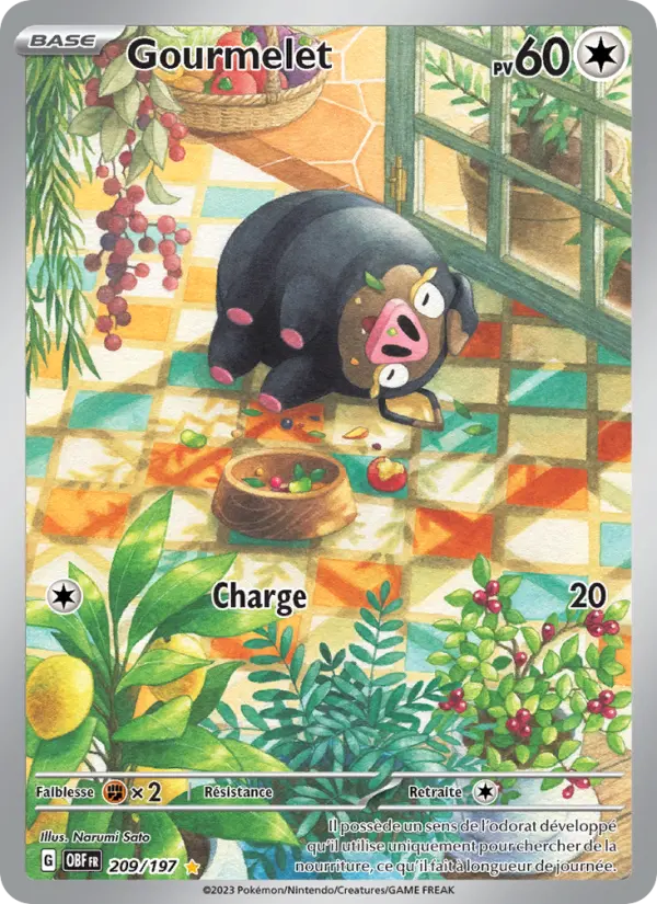 Scan HD carte Pokémon Gourmelet 209/197 — Flammes Obsidiennes