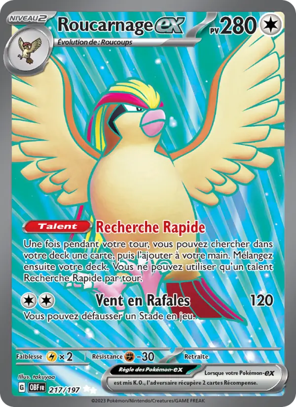 Scan HD carte Pokémon Roucarnage-ex 217/197 — Flammes Obsidiennes