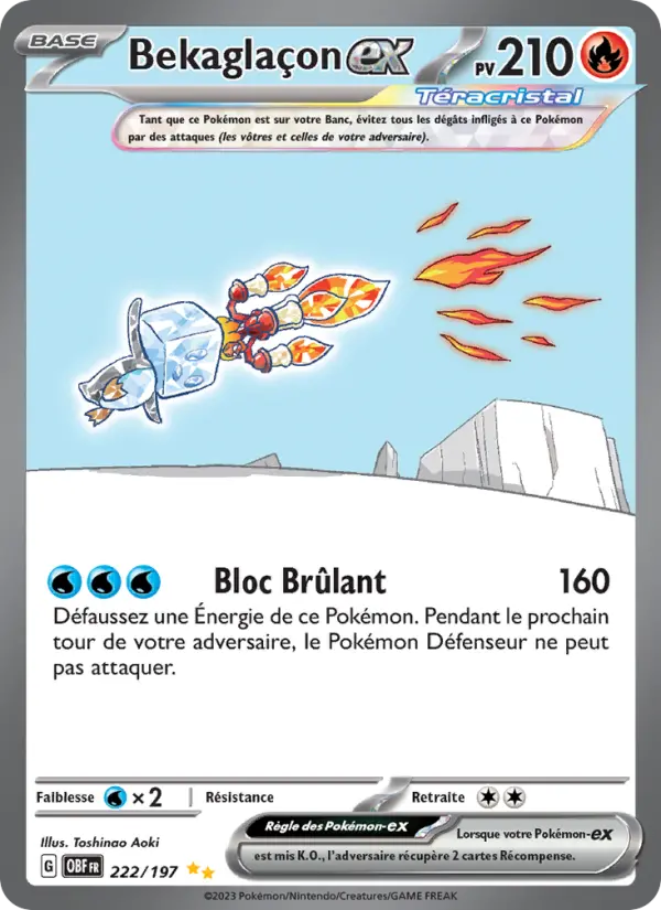 Scan HD carte Pokémon Bekaglaçon-ex 222/197 — Flammes Obsidiennes
