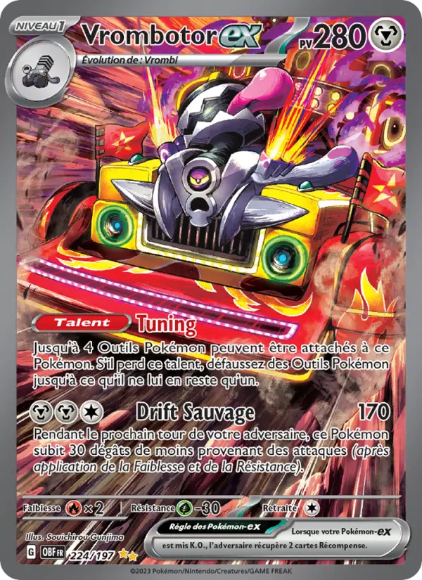 Scan HD carte Pokémon Vrombotor-ex 224/197 — Flammes Obsidiennes