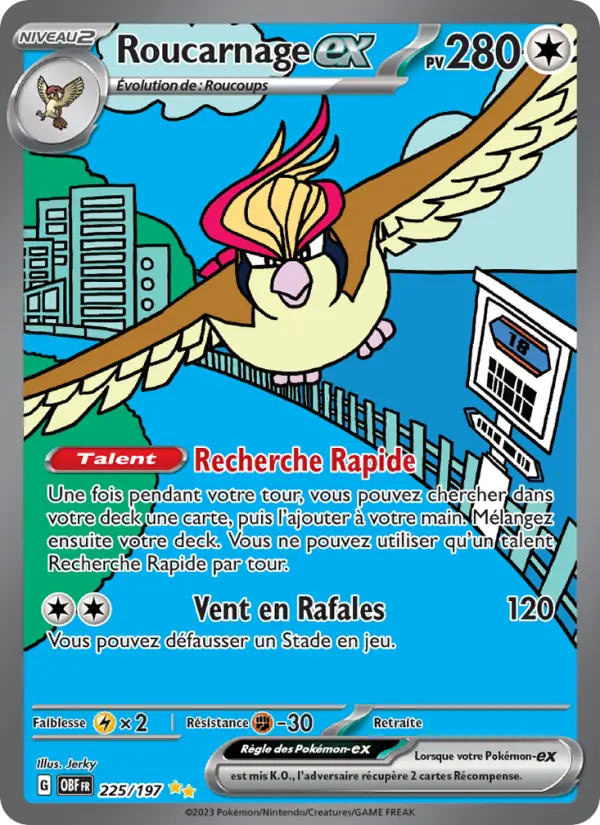 Scan HD carte Pokémon Roucarnage-ex 225/197 — Flammes Obsidiennes