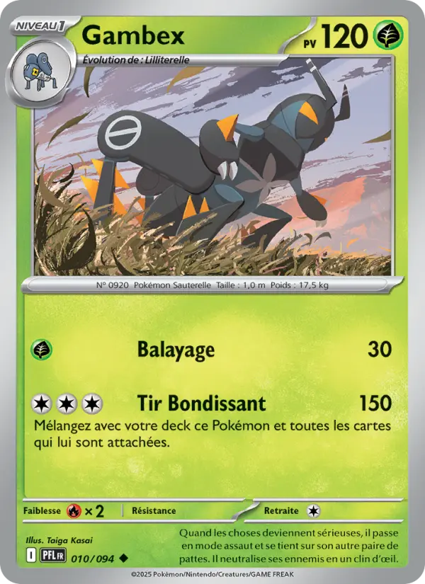 Scan HD carte Pokémon Gambex 010/94 — Flammes Fantasmagoriques