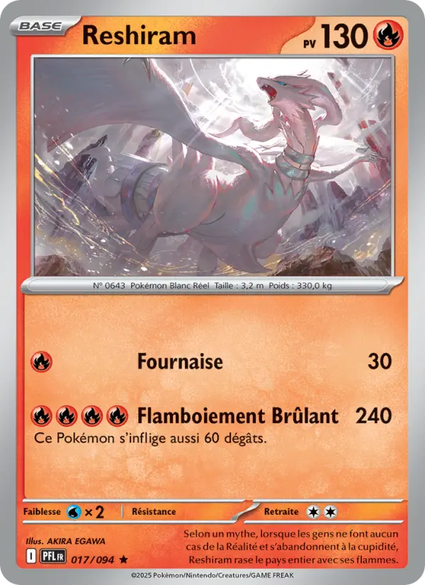 Scan HD carte Pokémon Reshiram 017/94 — Flammes Fantasmagoriques