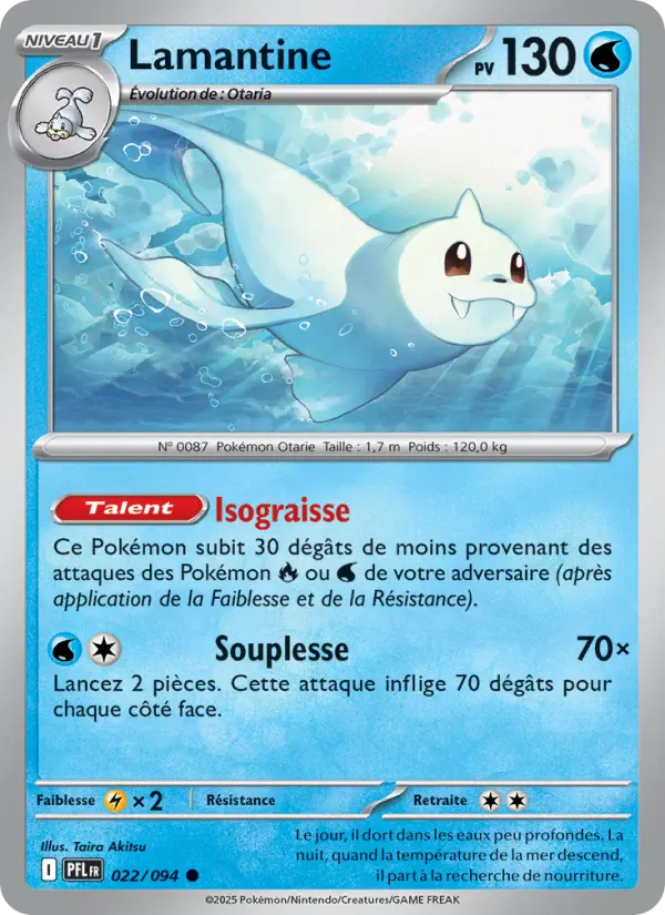 Scan HD carte Pokémon Lamantine 022/94 — Flammes Fantasmagoriques
