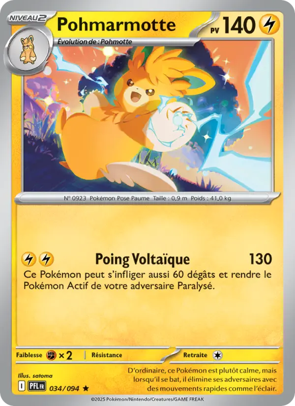 Scan HD carte Pokémon Pohmarmotte 034/94 — Flammes Fantasmagoriques