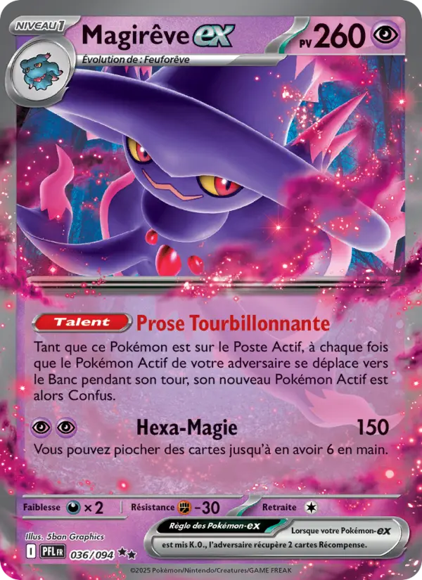 Scan HD carte Pokémon Magirêve-ex 036/94 — Flammes Fantasmagoriques