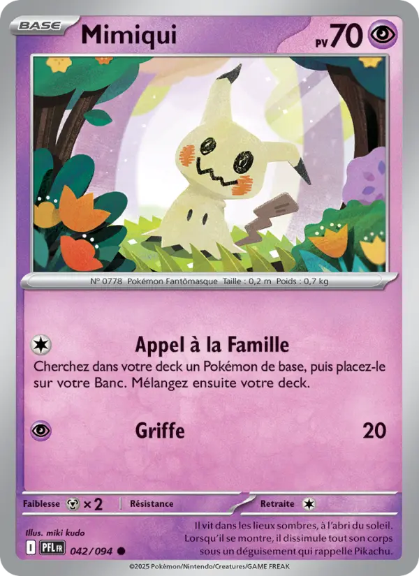 Scan HD carte Pokémon Mimiqui 042/94 — Flammes Fantasmagoriques