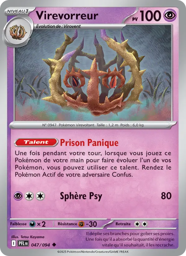 Scan HD carte Pokémon Virevorreur 047/94 — Flammes Fantasmagoriques