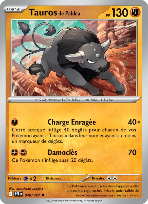 Scan HD carte Pokémon Tauros de Paldea 048/94 — Flammes Fantasmagoriques