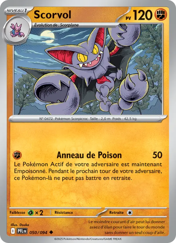 Scan HD carte Pokémon Scorvol 050/94 — Flammes Fantasmagoriques