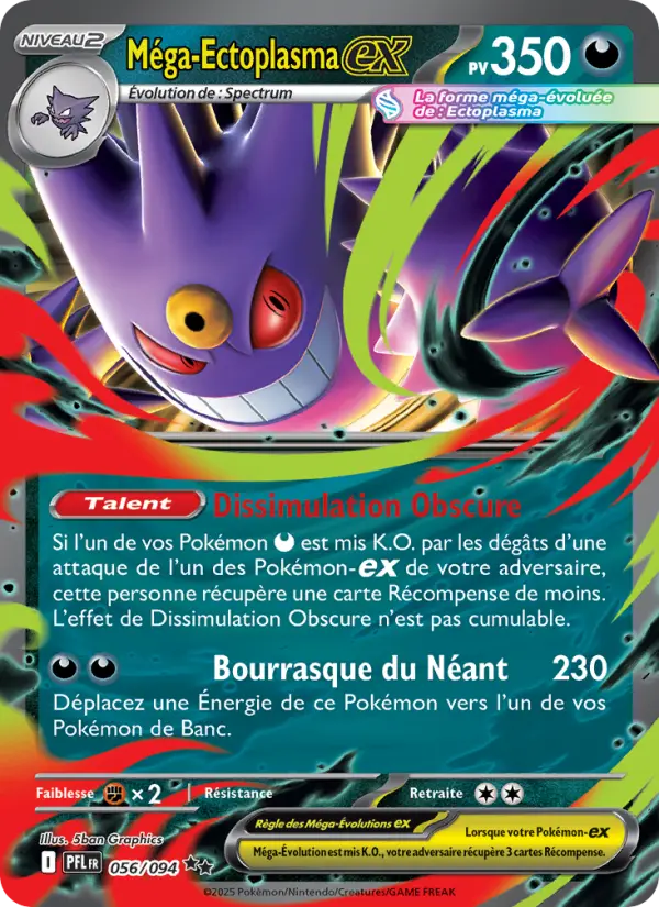 Scan HD carte Pokémon Méga-Ectoplasma-ex 056/94 — Flammes Fantasmagoriques