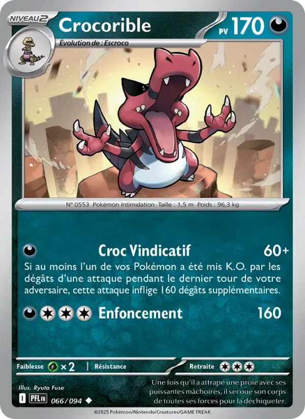 Scan HD carte Pokémon Crocorible 066/94 — Flammes Fantasmagoriques