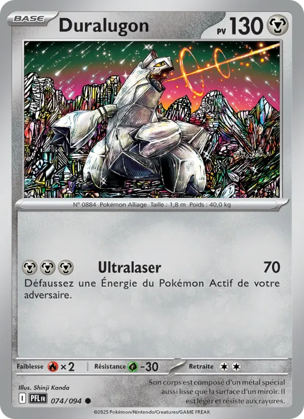 Scan HD carte Pokémon Duralugon 074/94 — Flammes Fantasmagoriques