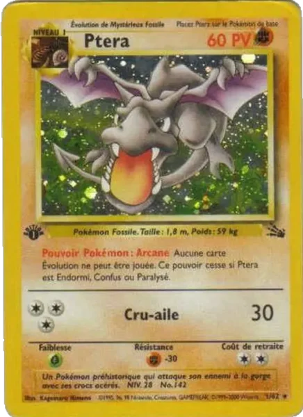 Scan HD carte Pokémon Ptera 1/62 — Fossile