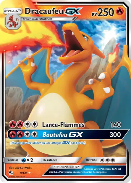 Scan HD carte Pokémon Dracaufeu-GX 9/68 — Destinées Occultes