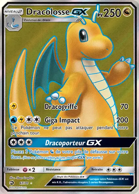 Scan HD carte Pokémon Dracolosse GX 67/70 — Majesté Des Dragons