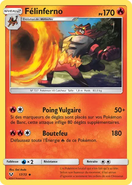 Scan HD carte Pokémon Félinferno 17/73 — Légendes Brillantes