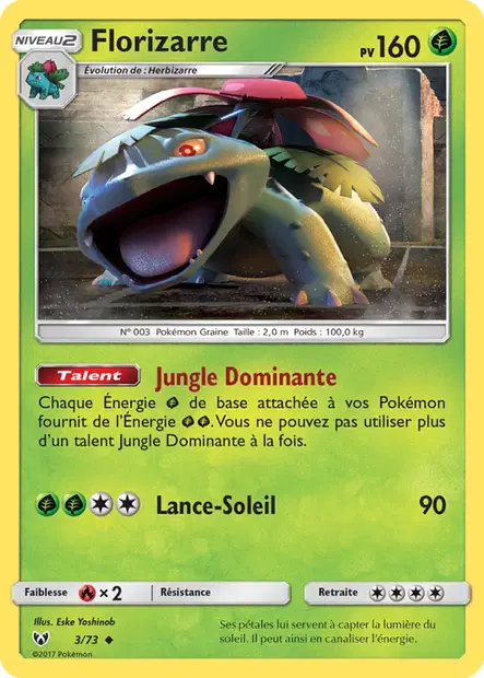 Scan HD carte Pokémon Florizarre 3/73 — Légendes Brillantes