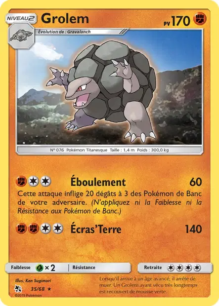 Scan HD carte Pokémon Grolem 35/68 — Destinées Occultes