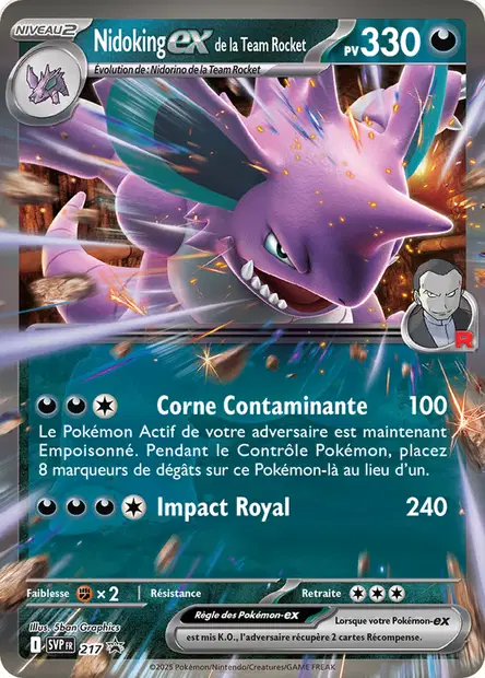 Scan HD carte Pokémon Nidoking-ex de la Team Rocket 217/225 — SVP Black Star Promos