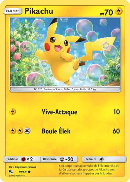 Scan HD carte Pokémon Pikachu 19/68 — Destinées Occultes