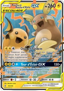 Carte Pokemon Raichu et Raichu d’Alola GX 54/236 Harmonie des Esprits