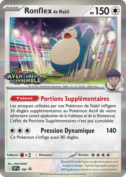 Scan HD carte Pokémon Ronflex de Nabil 184/225 — SVP Black Star Promos