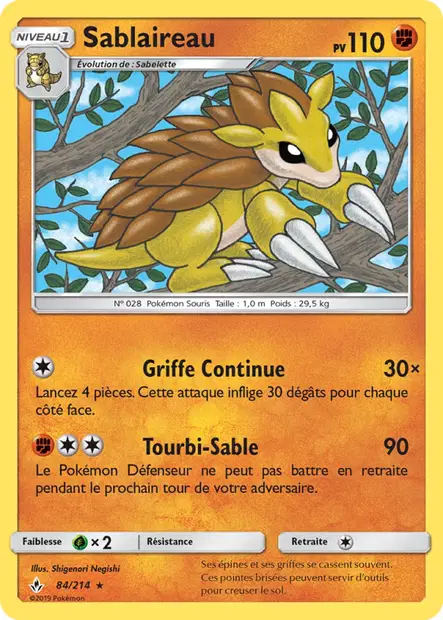 Scan HD carte Pokémon Sablaireau 84/214 — Alliance Infaillible