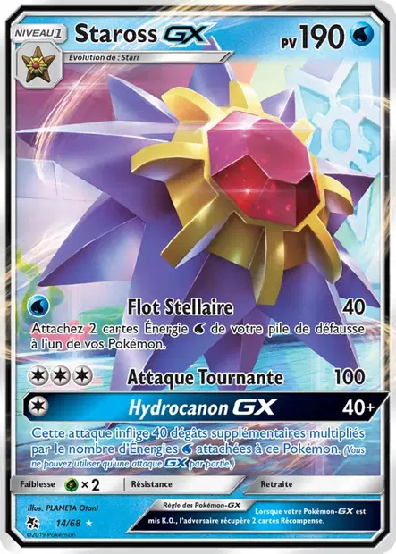 Scan HD carte Pokémon Staross-GX 14/68 — Destinées Occultes