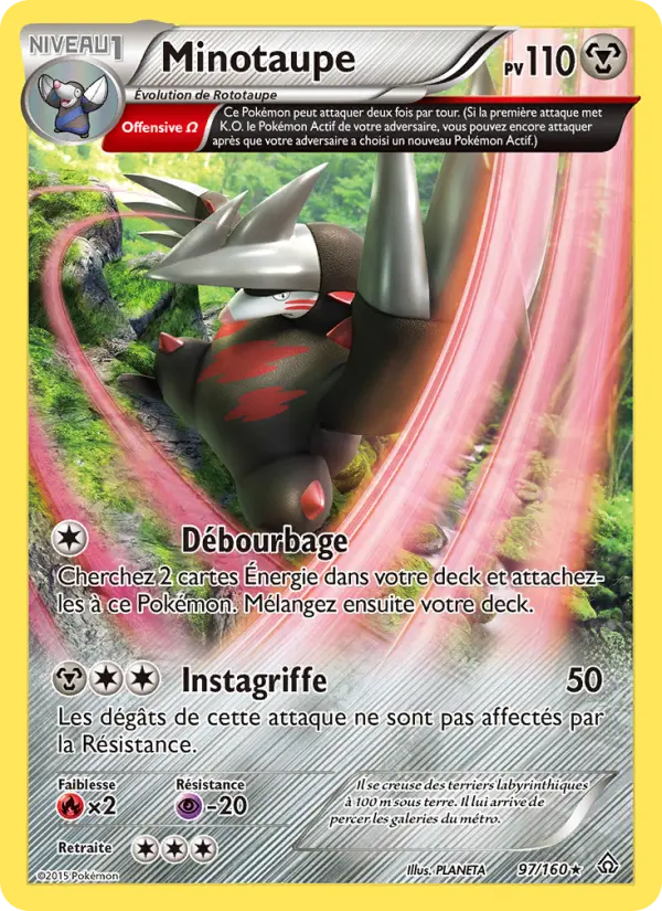 Scan HD carte Pokémon Minotaupe 97/160 — Primo-Choc