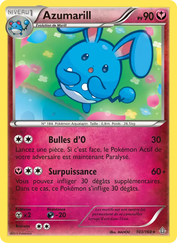 Scan HD carte Pokémon Azumarill 103/160 — Primo-Choc