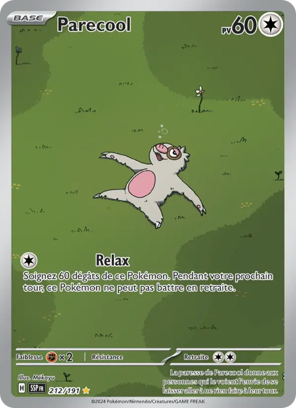 Scan HD carte Pokémon Parecool 212/191 — Étincelles Déferlantes