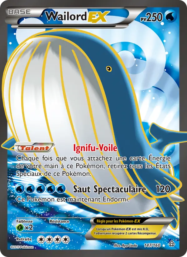 Scan HD carte Pokémon Wailord EX 147/160 — Primo-Choc