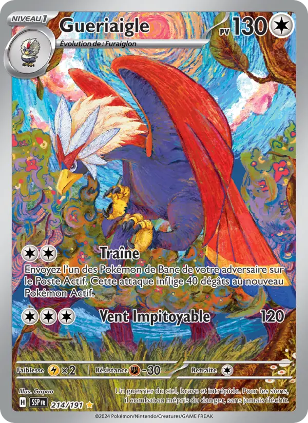 Scan HD carte Pokémon Gueriaigle 214/191 — Étincelles Déferlantes