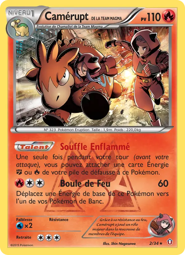 Scan HD carte Pokémon Camérupt de la Team Magma 2/34 — Double Danger