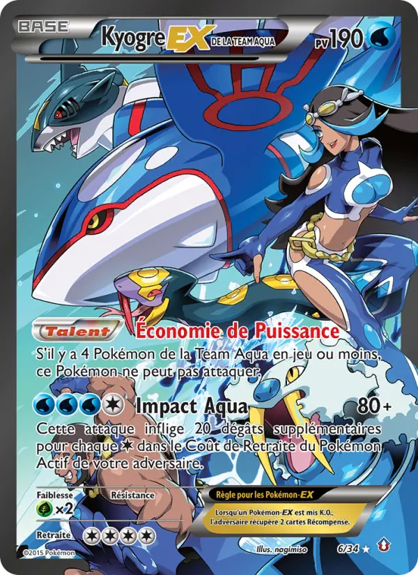 Scan HD carte Pokémon Kyogre-EX de la Team Aqua 6/34 — Double Danger
