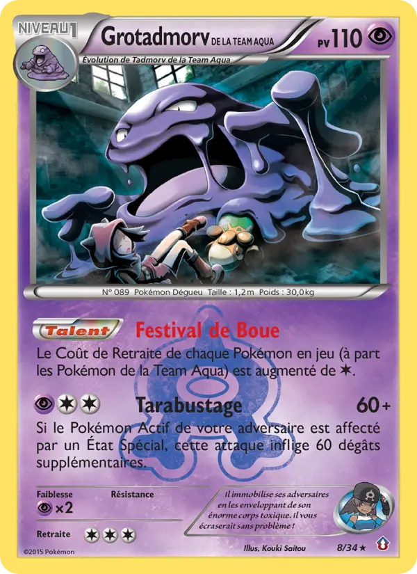 Scan HD carte Pokémon Grotadmorv de la Team Aqua 8/34 — Double Danger