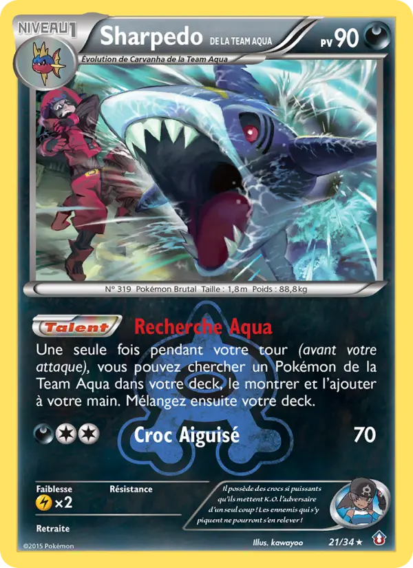 Scan HD carte Pokémon Sharpedo de la Team Aqua 21/34 — Double Danger