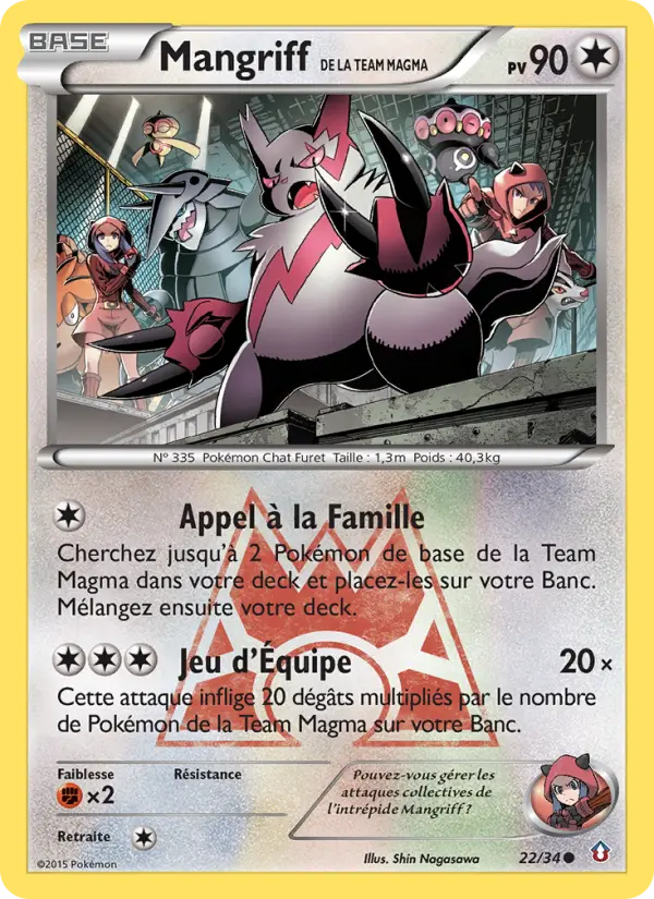 Scan HD carte Pokémon Mangriff de la Team Magma 22/34 — Double Danger