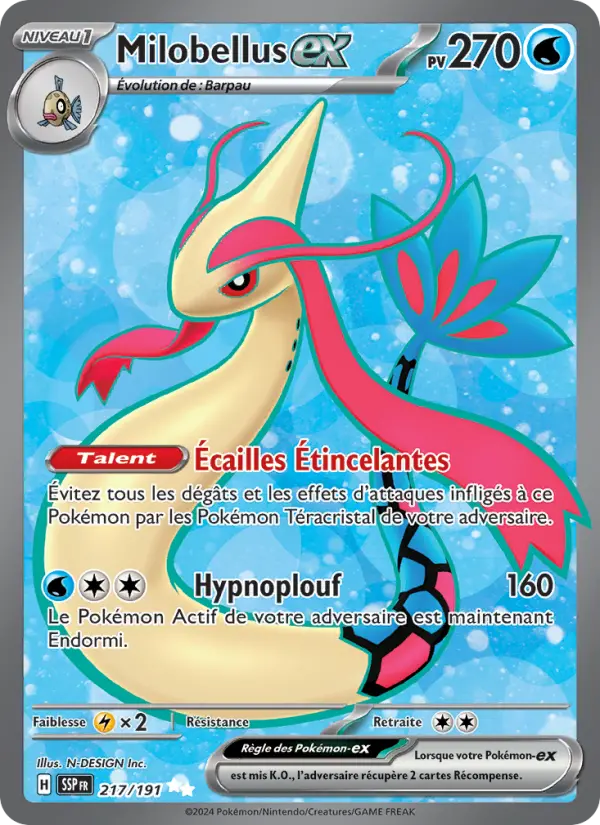 Scan HD carte Pokémon Milobellus-ex 217/191 — Étincelles Déferlantes