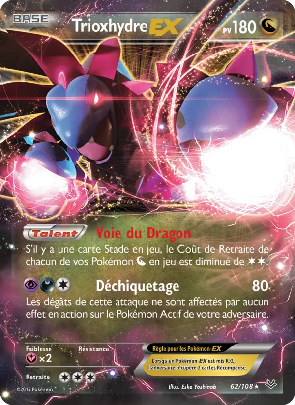 Scan HD carte Pokémon Trioxhydre EX 62/108 — Ciel Rugissant