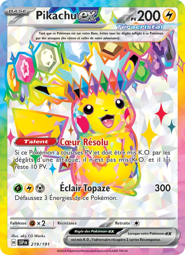 Scan HD carte Pokémon Pikachu-ex 219/191 — Étincelles Déferlantes