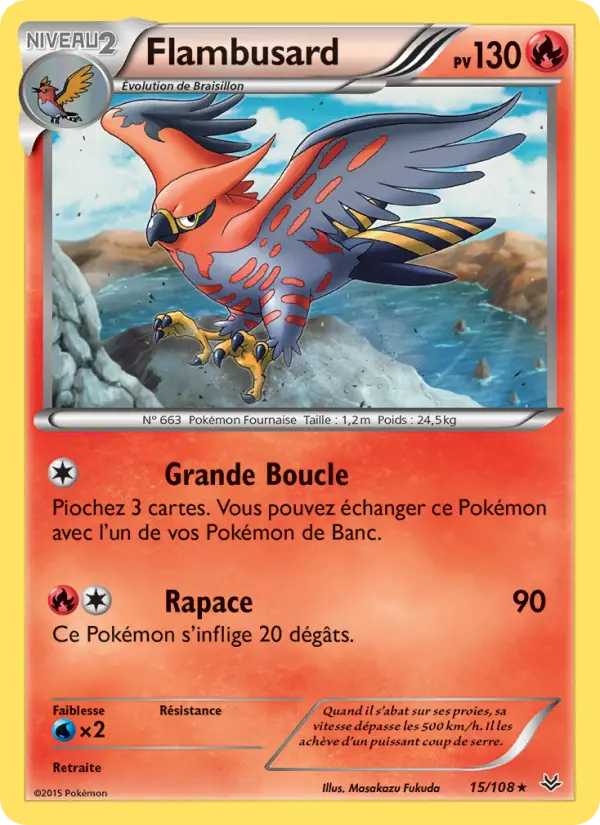 Scan HD carte Pokémon Flambusard 15/108 — Ciel Rugissant