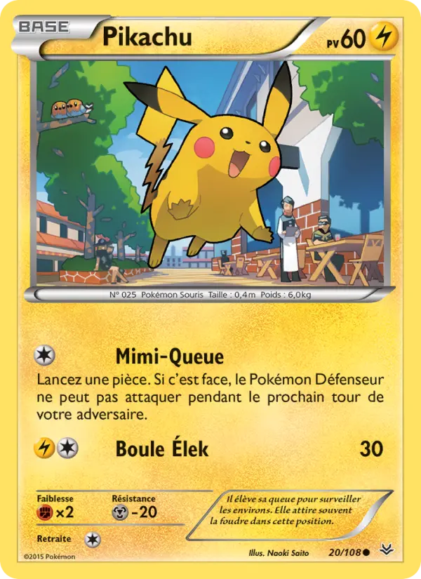 Scan HD carte Pokémon Pikachu 20/108 — Ciel Rugissant