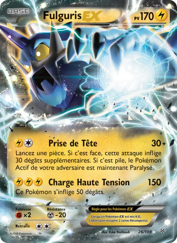 Scan HD carte Pokémon Fulguris EX 26/108 — Ciel Rugissant