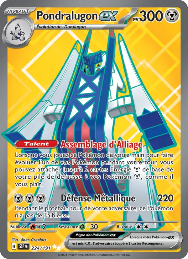 Scan HD carte Pokémon Pondralugon-ex 224/191 — Étincelles Déferlantes