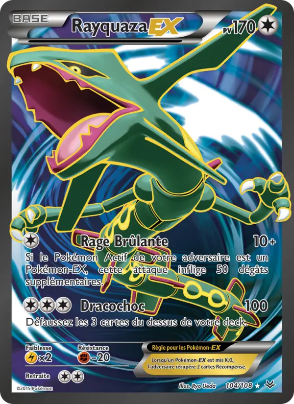 Scan HD carte Pokémon Rayquaza EX 104/108 — Ciel Rugissant